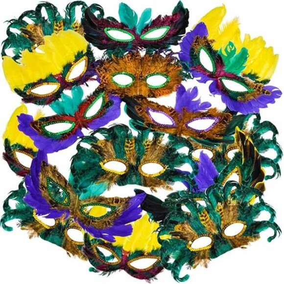 Bulk Mardi Gras Masks - (pack Of 50) Carnival Masquerade Mask For Women And Men - Picture 8 of 8